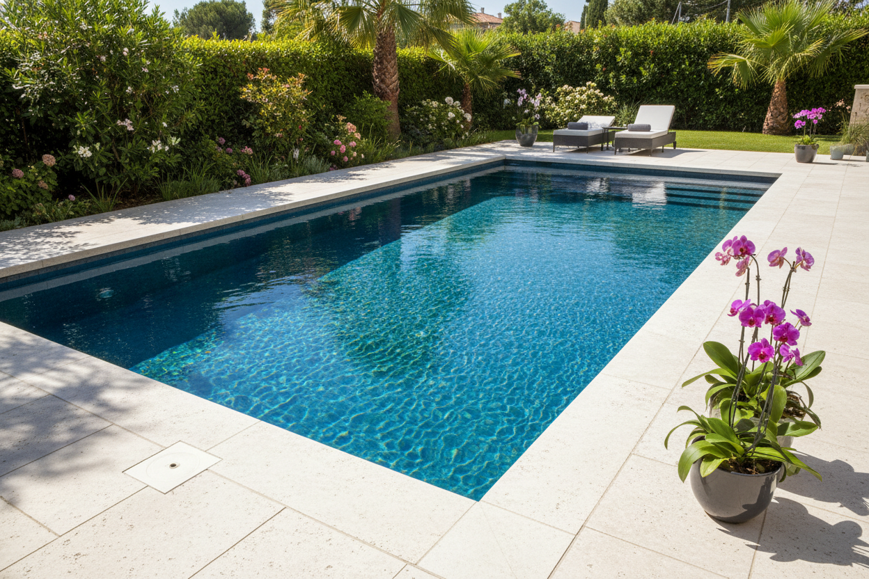 Piscina interrata rettangolare 6x3 metri con acqua cristallina